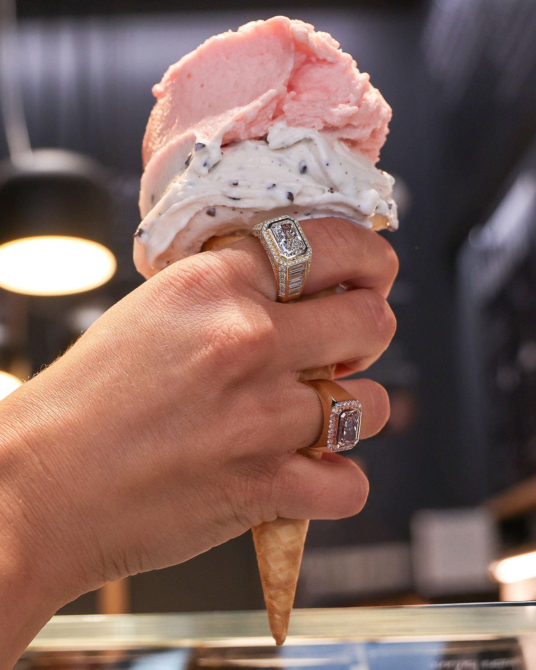 Soul Mate Radiant Diamond Ring, with Baguettes, YG