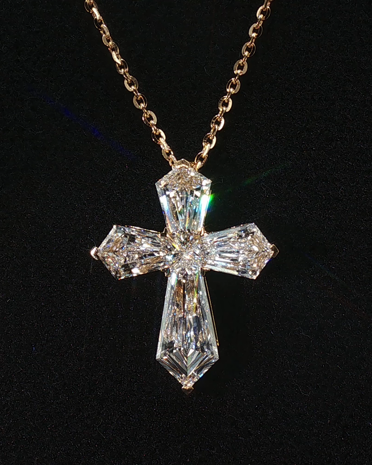 Kite Diamond Cross Necklace, YG