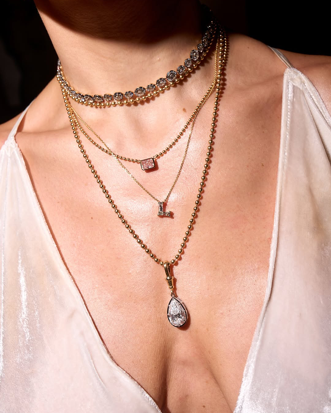 Victorian Inspired Pear Diamond Swivel Pendant, 6ct, YG