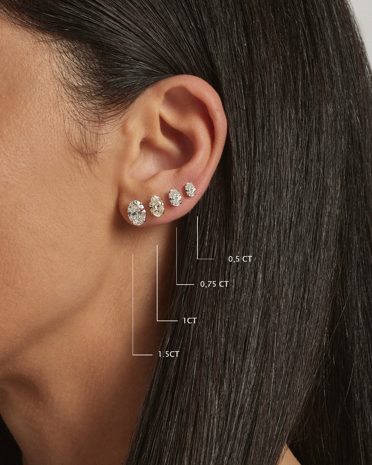 My Love Oval Diamond Studs 1ct, YG