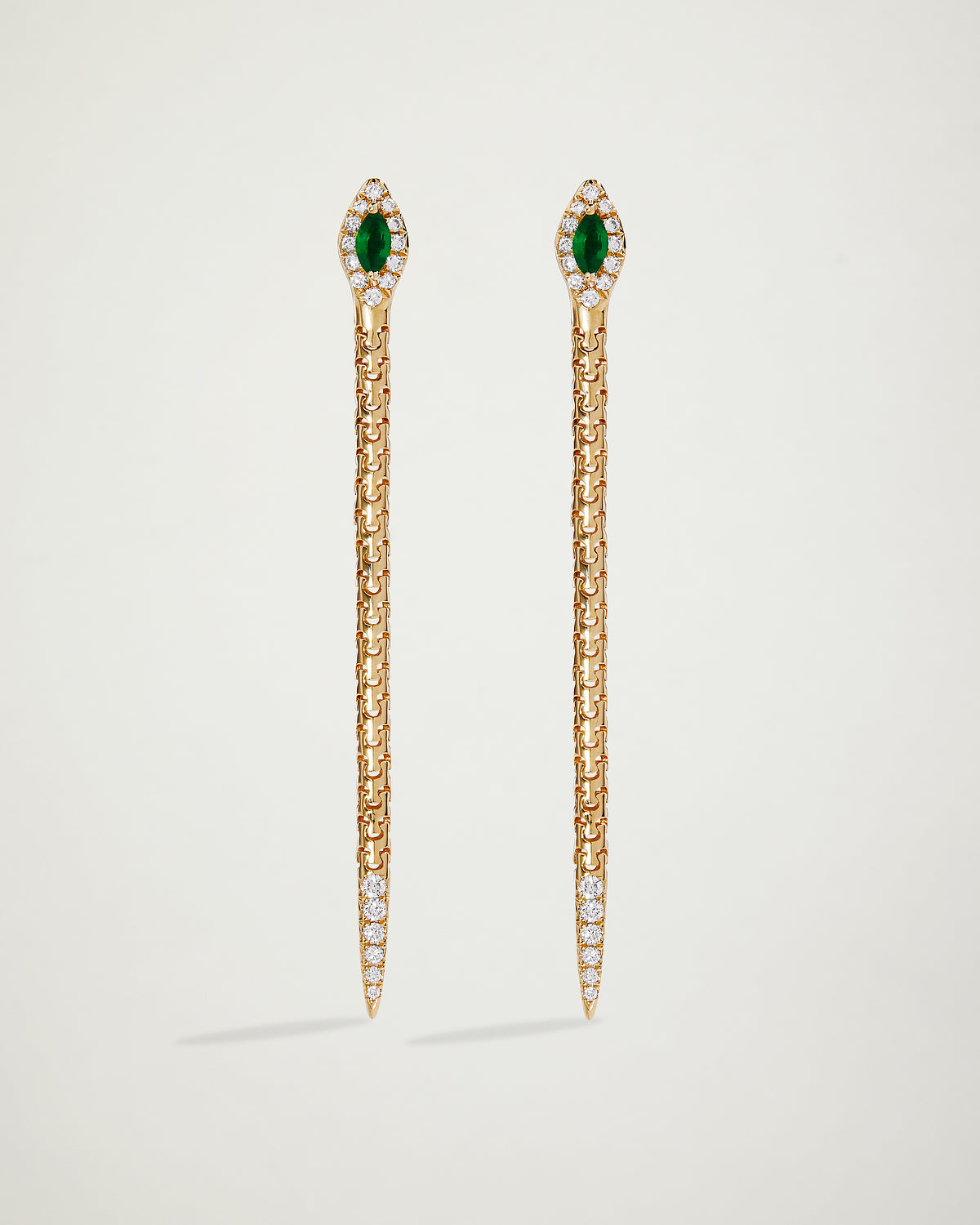 Snake Emerald & Diamond Drop Earrings