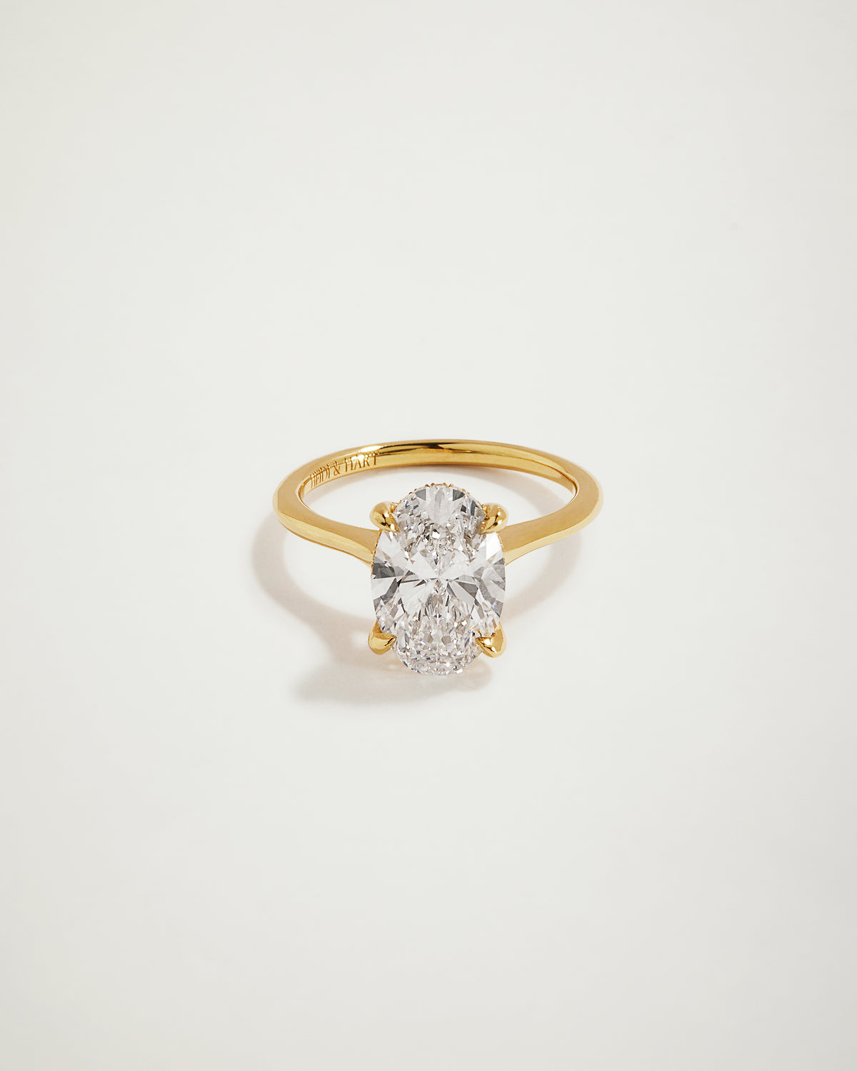 “My LOVE” Oval Diamond Engagement Ring with Diamond Halo, YG