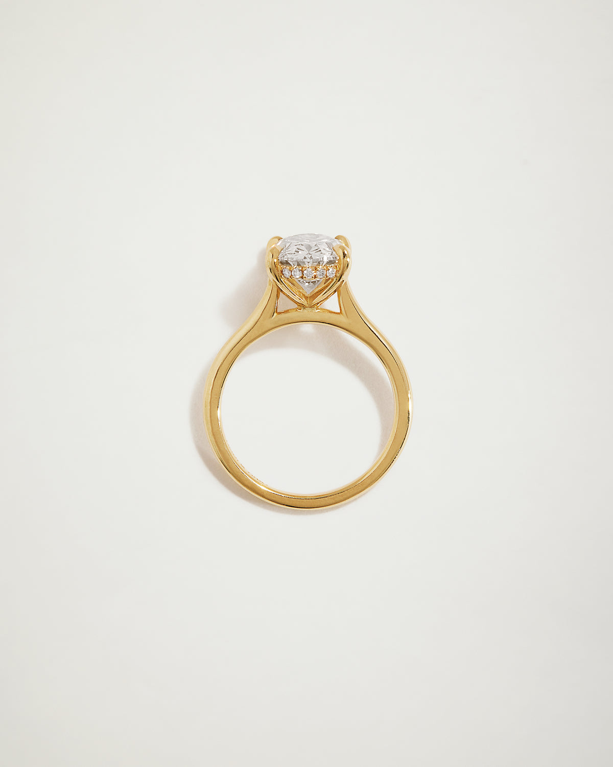 “My LOVE” Oval Diamond Engagement Ring with Diamond Halo, YG