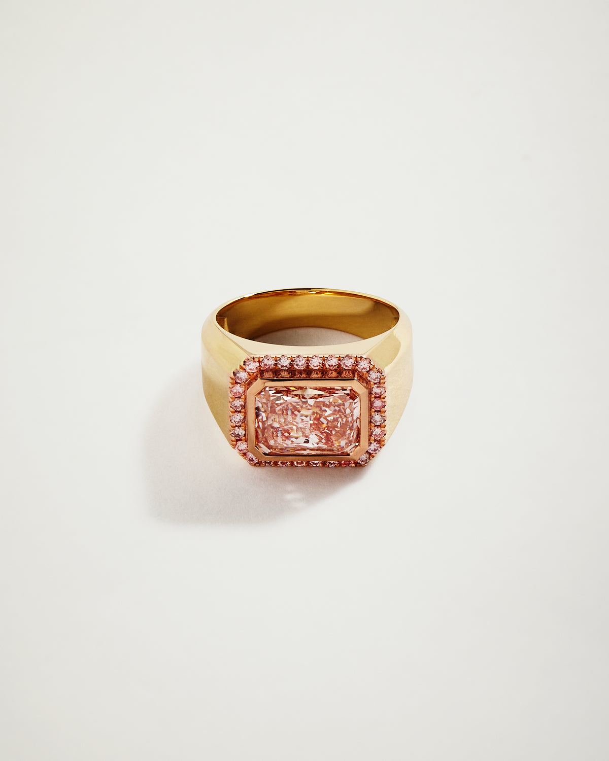 The Soul Mate Encrusted Radiant Pink Diamond Ring, YG