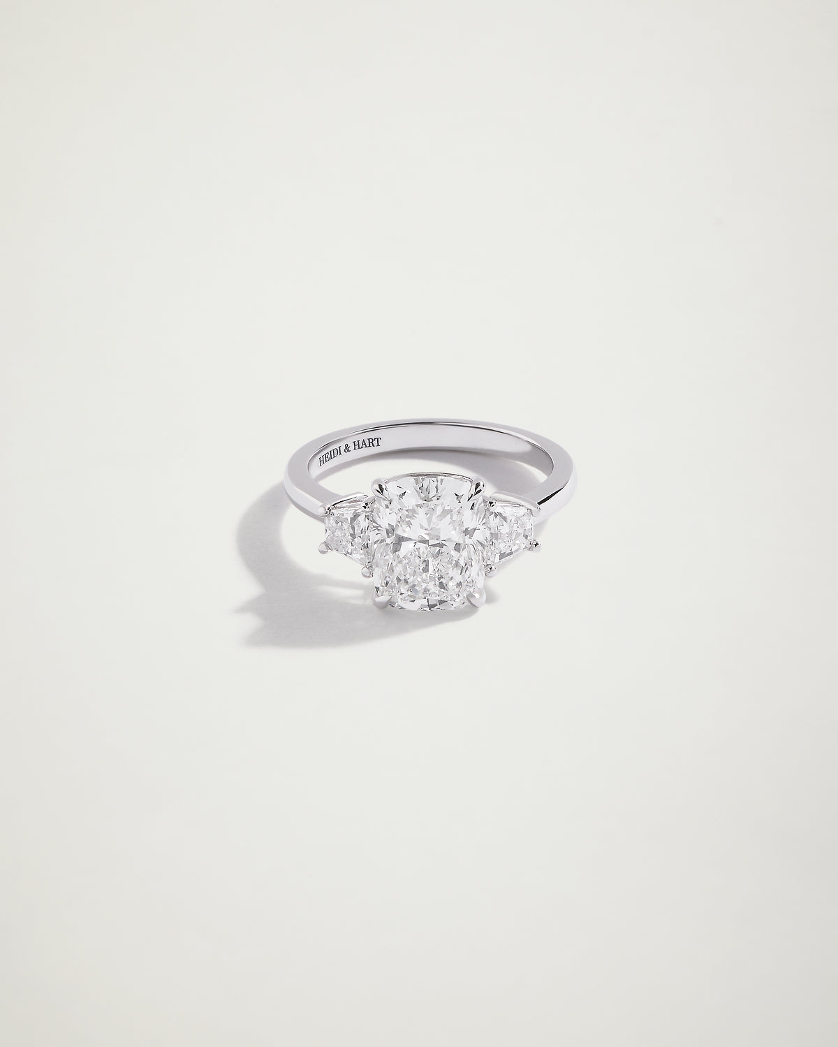 Cushion Cut & Trapezoid Trilogy Diamond Ring