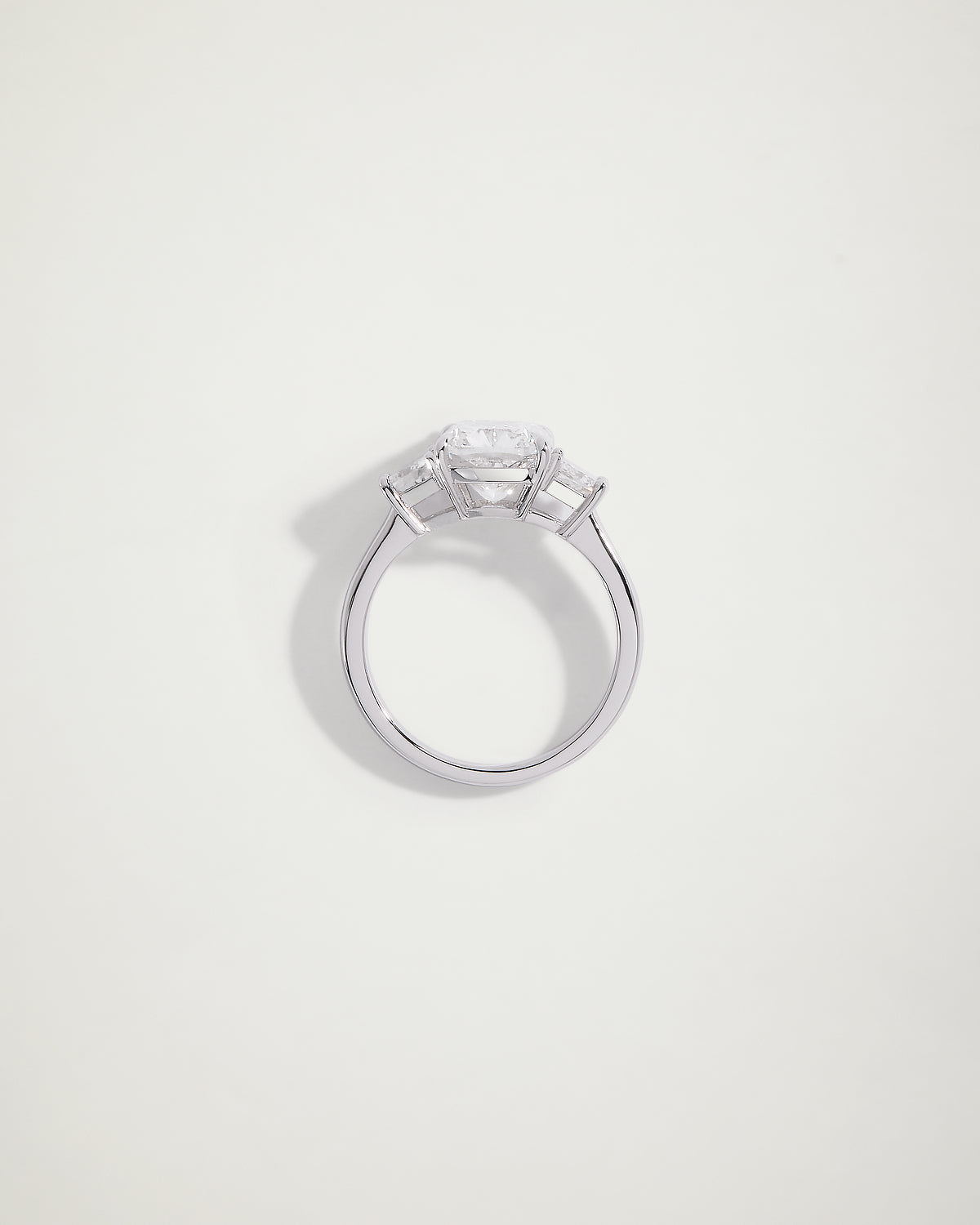 Cushion Cut & Trapezoid Trilogy Diamond Ring