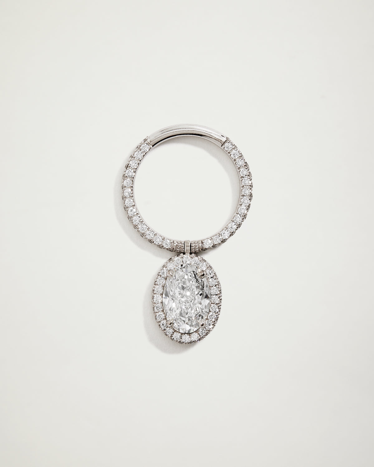 Encrusted Oval Flip Ring, WG