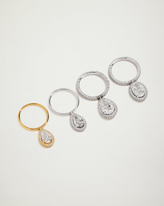 Encrusted Oval Flip Ring, WG