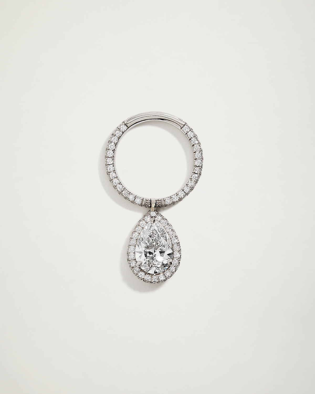 Encrusted Pear Flip Ring, WG