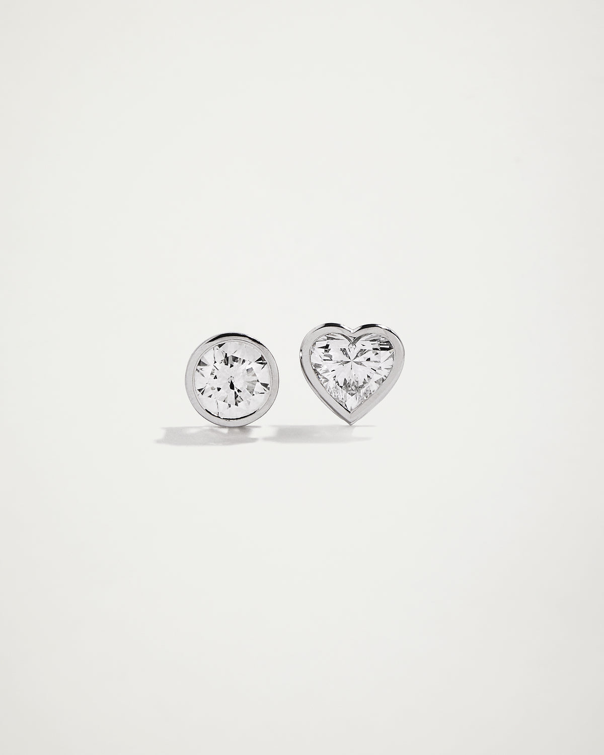 My Love, Natural Diamond Bezel Set Studs, WG