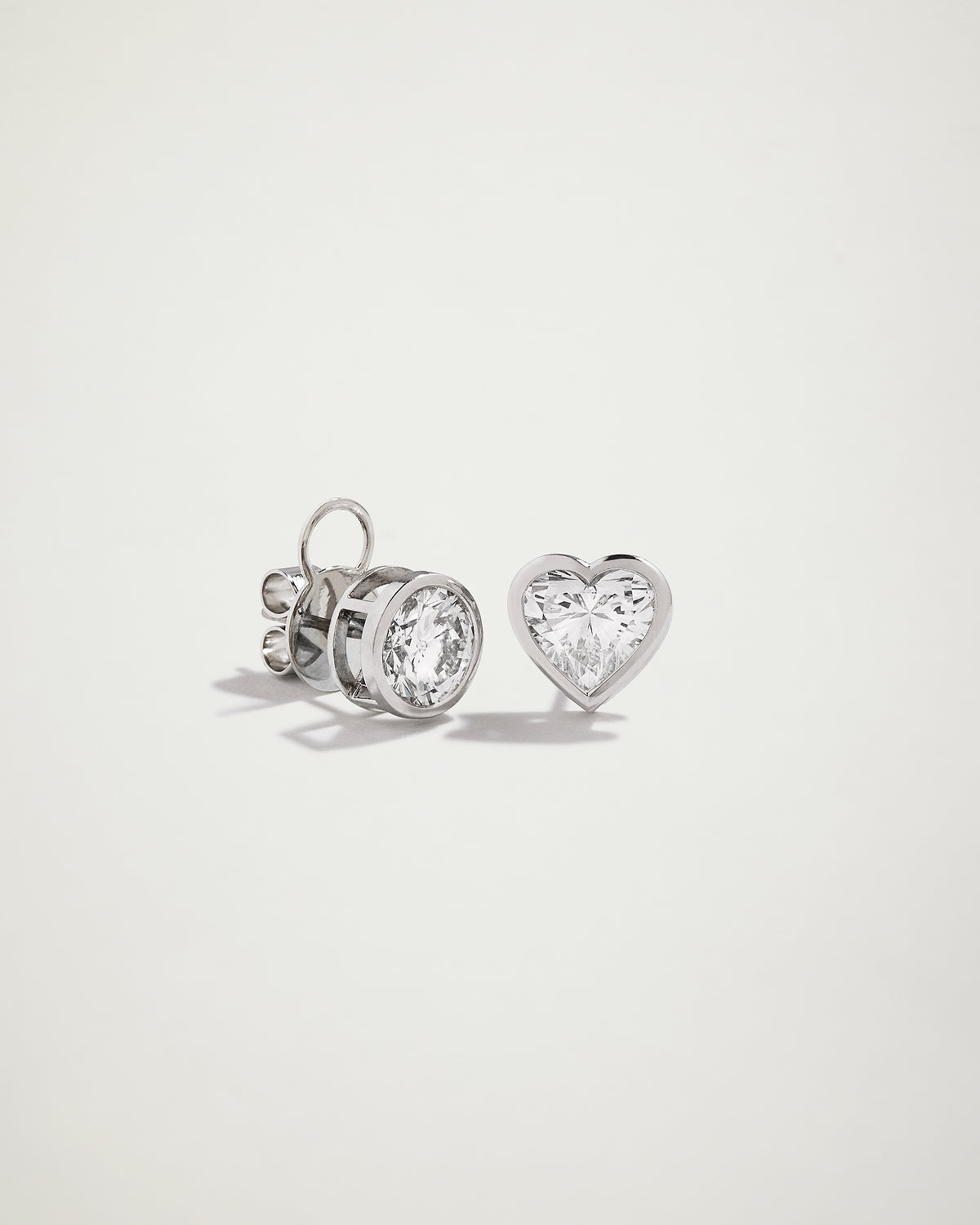 My Love, Natural Diamond Bezel Set Studs, WG