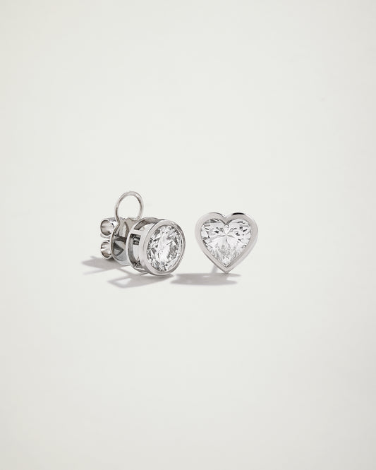 My Love, Natural Diamond Bezel Set Studs, WG
