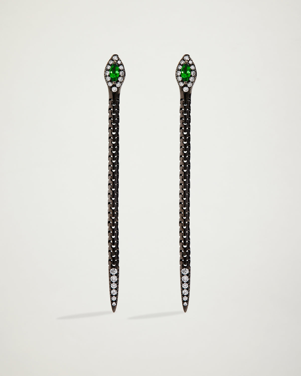 Snake Tsavorite & Diamond Drop Earrings