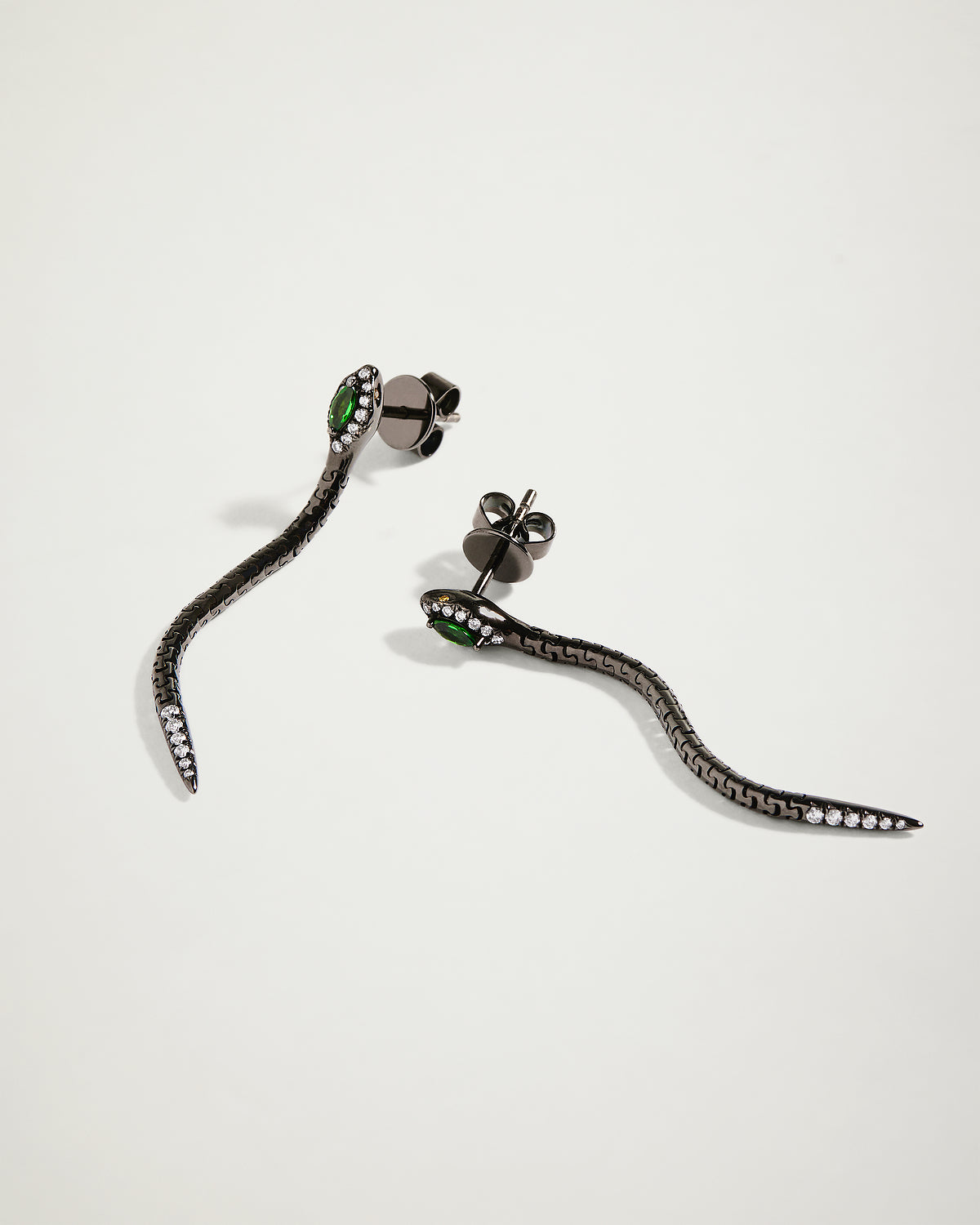 Snake Tsavorite & Diamond Drop Earrings