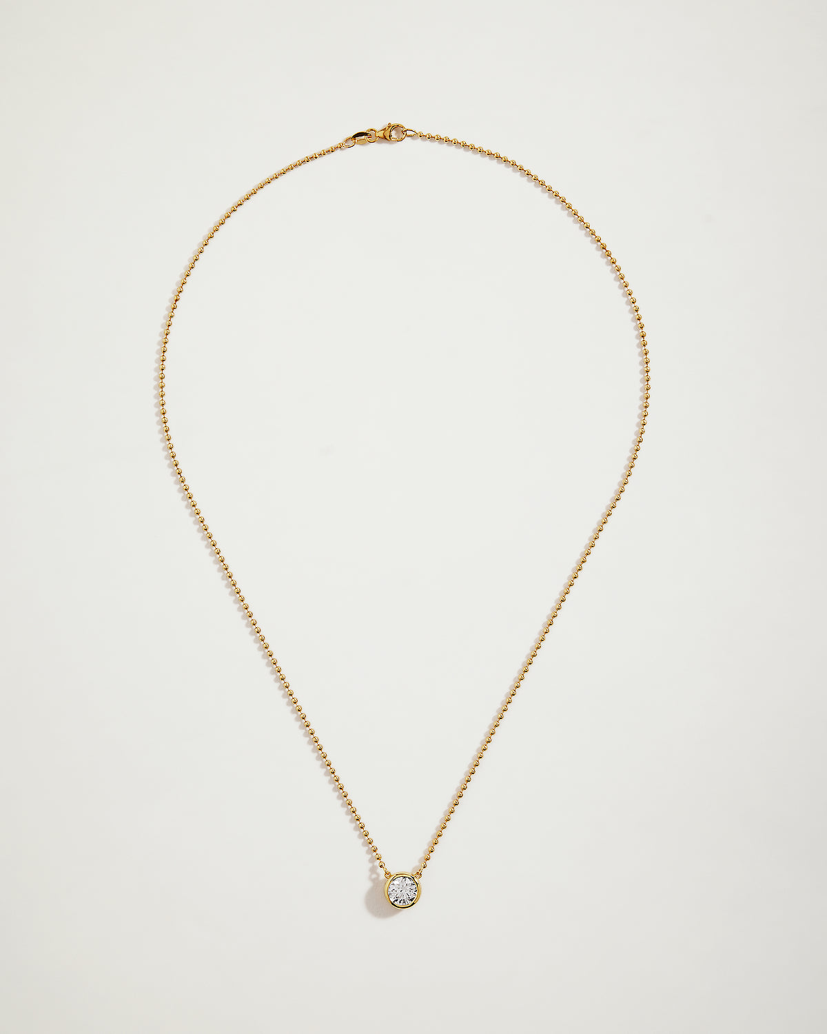 My love, Round Diamond Bezel Set Necklace, 1ct, YG