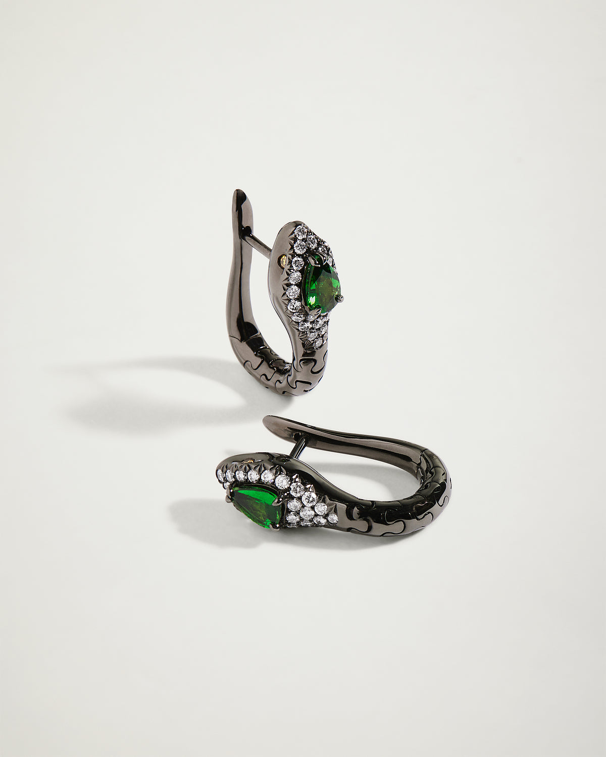 Snake Tsavorite & Diamond Hoop Earrings