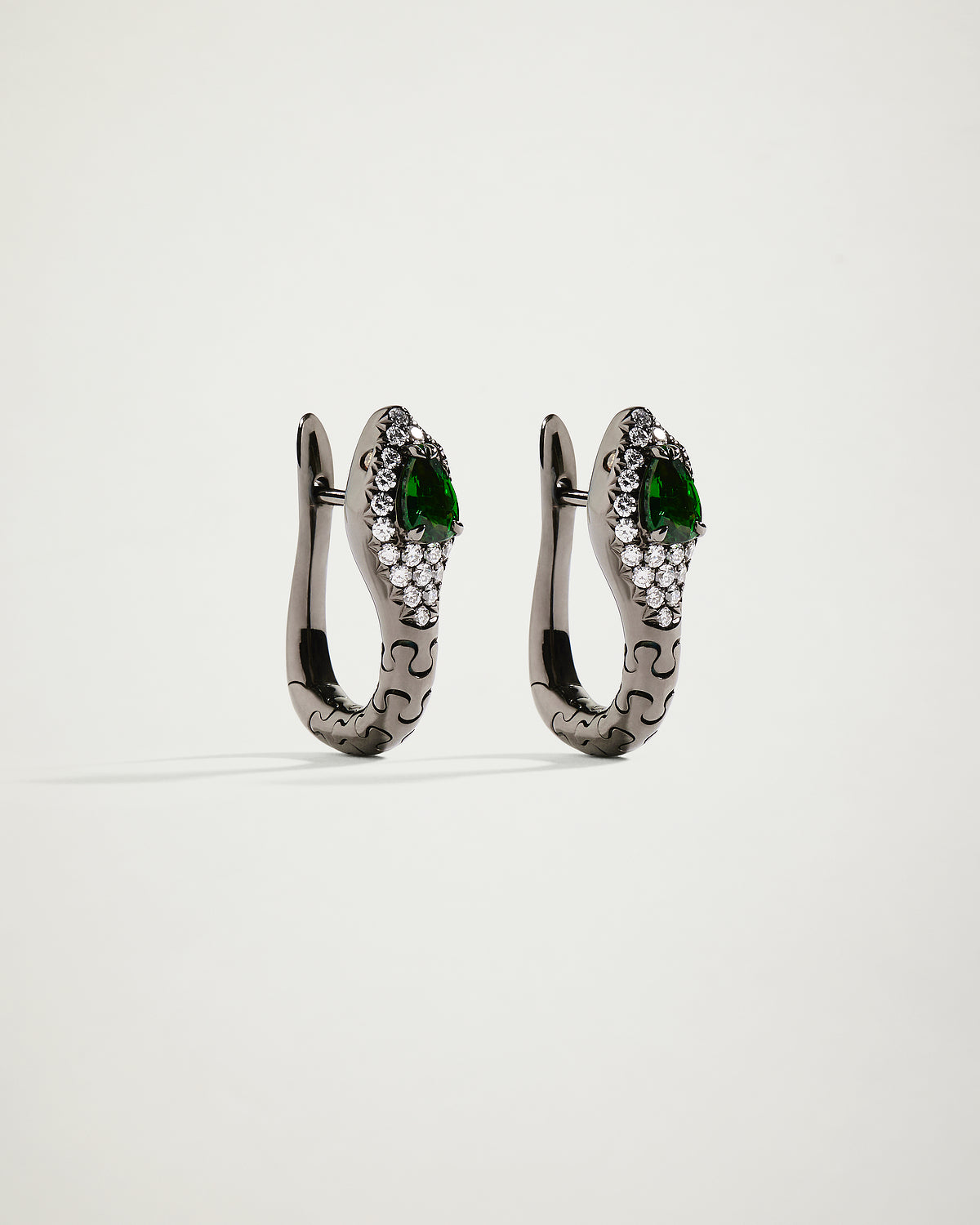 Snake Tsavorite & Diamond Hoop Earrings