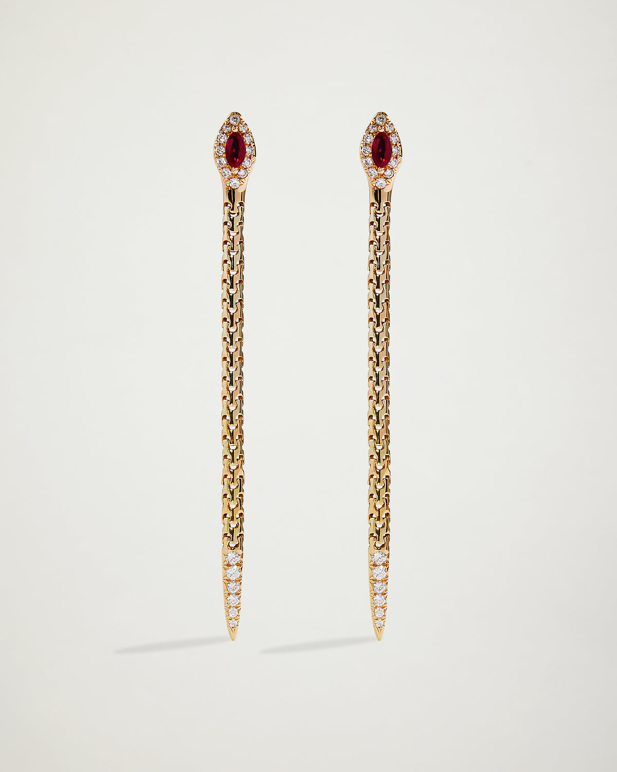 Snake Ruby & Diamond Drop Earrings
