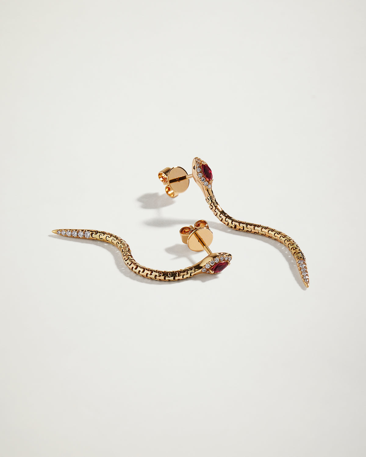 Snake Ruby & Diamond Drop Earrings