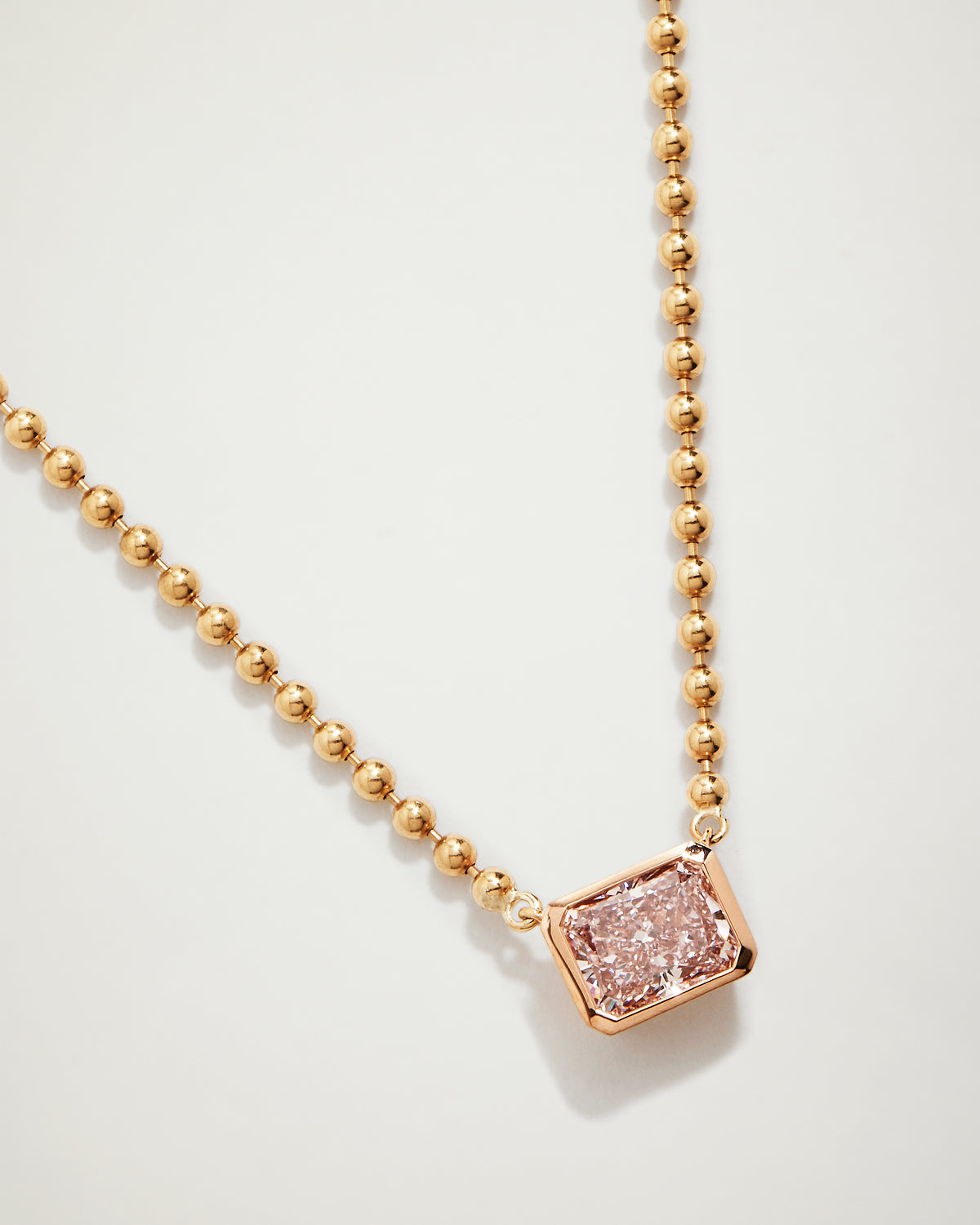 "My Love" Radiant Cut Pink Diamond Necklace, 1.5ct, YG