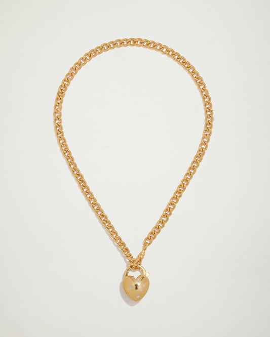 My Love Diamond Large Puffy Heart Locket, YG