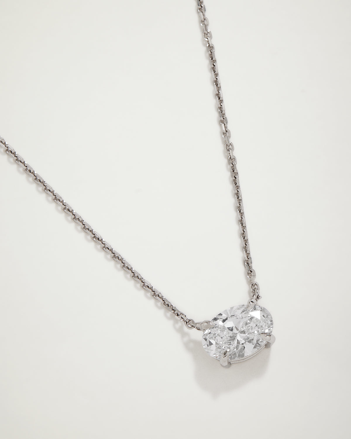My Love, Oval Solitaire Diamond Necklace, WG