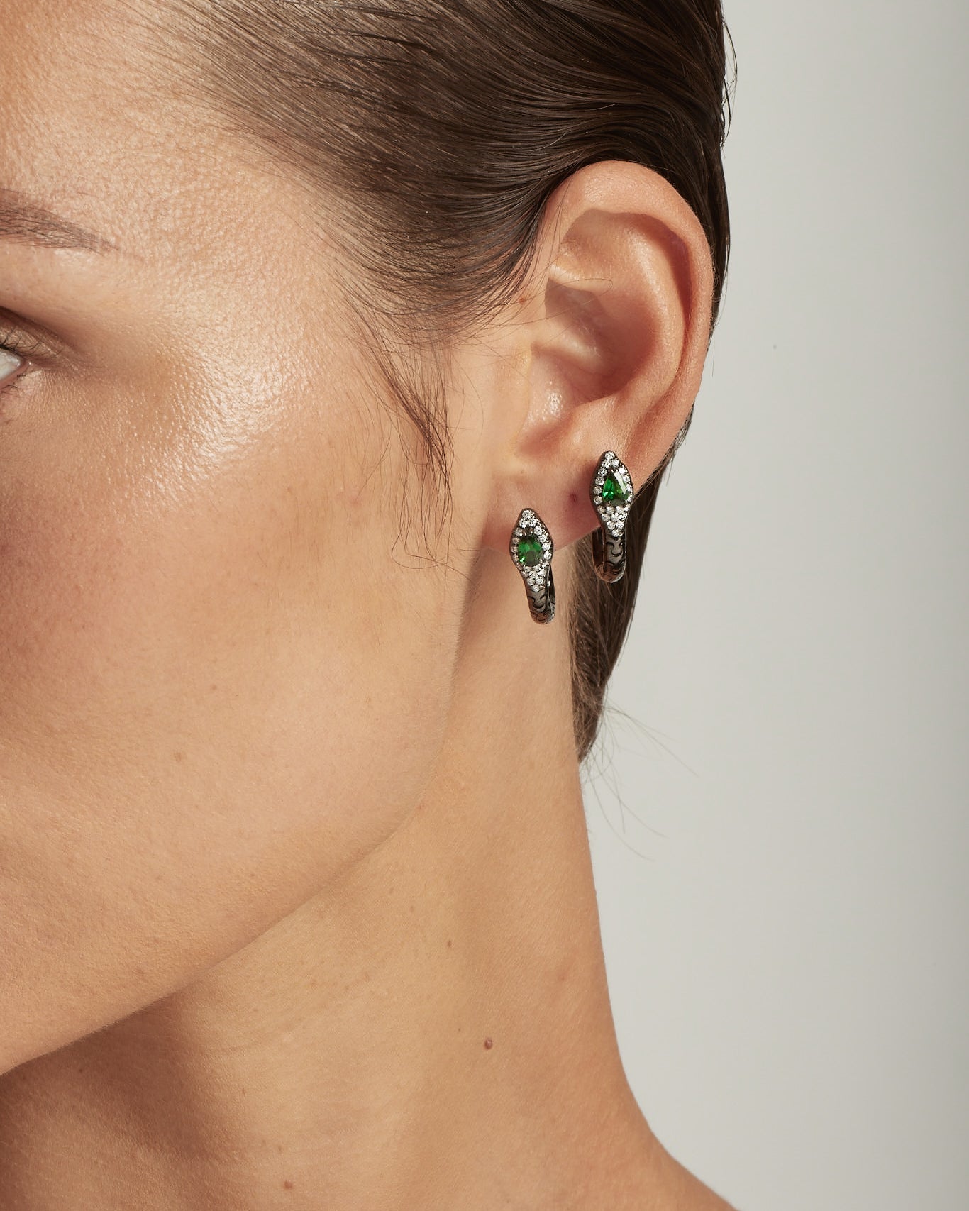 Snake Tsavorite & Diamond Hoop Earrings