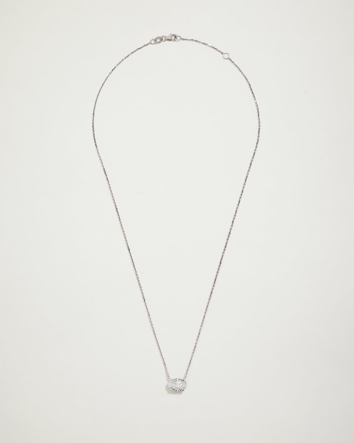 My Love, Oval Solitaire Diamond Necklace, WG