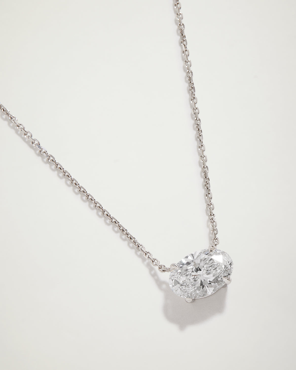My Love, Oval Solitaire Diamond Necklace, WG
