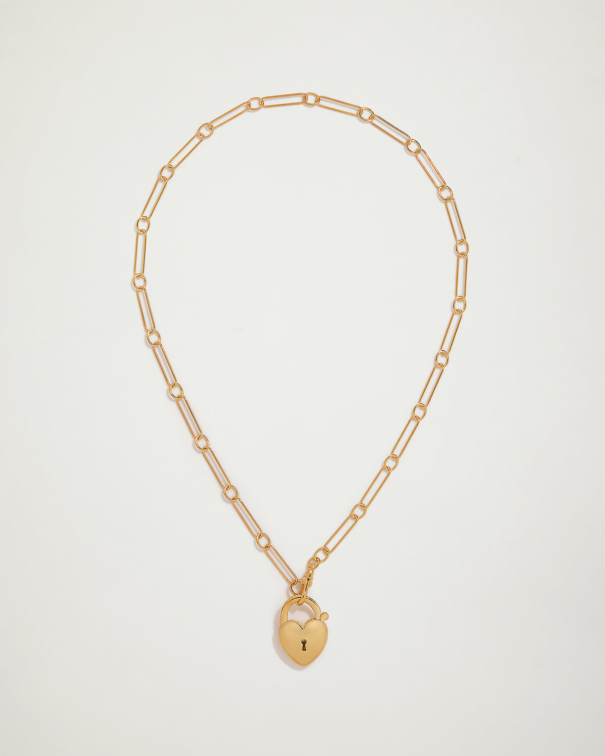 The Paperclip Plus One with Small Puffy Heart Locket, YG