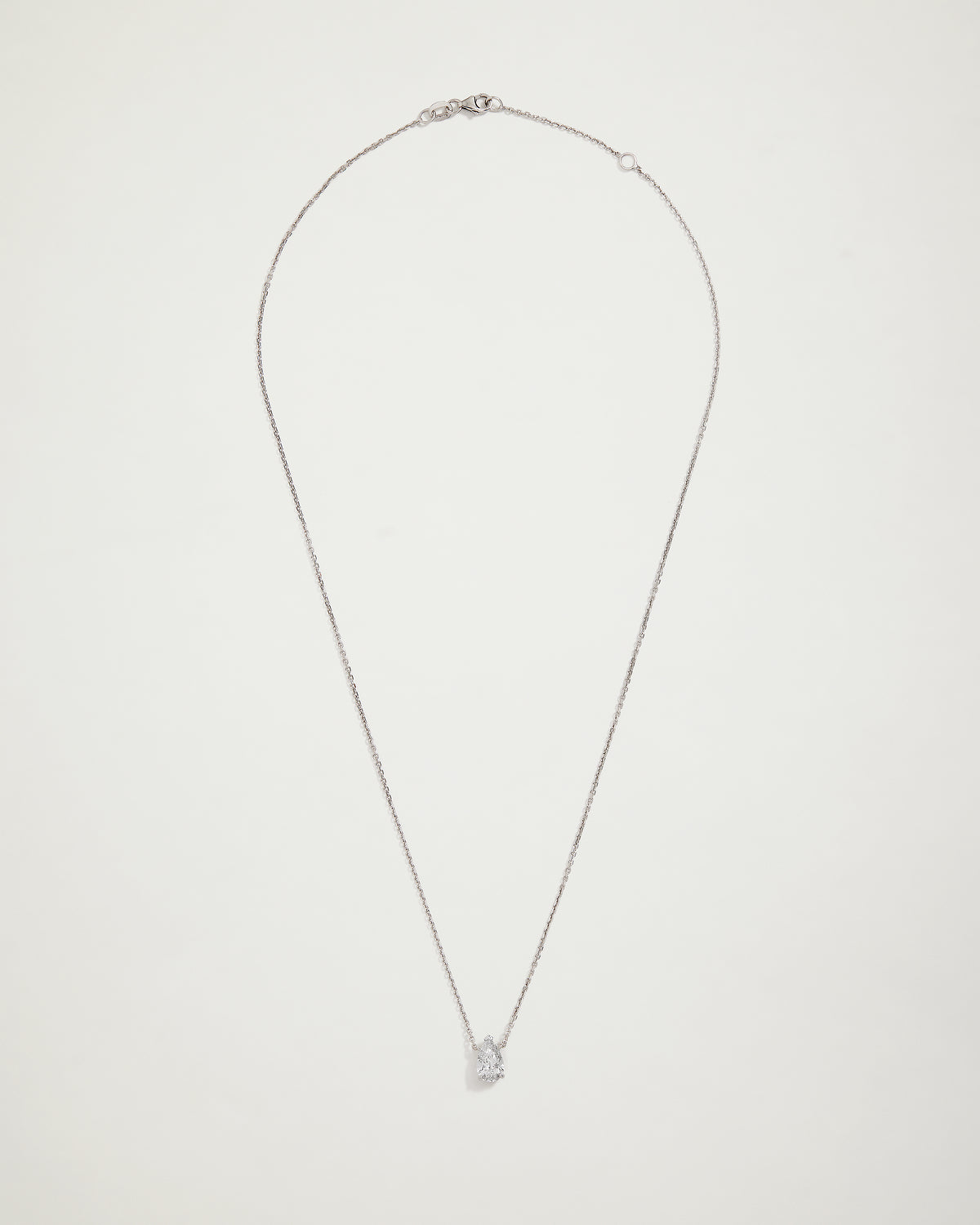 My Love Pear Solitaire Diamond Necklace, WG