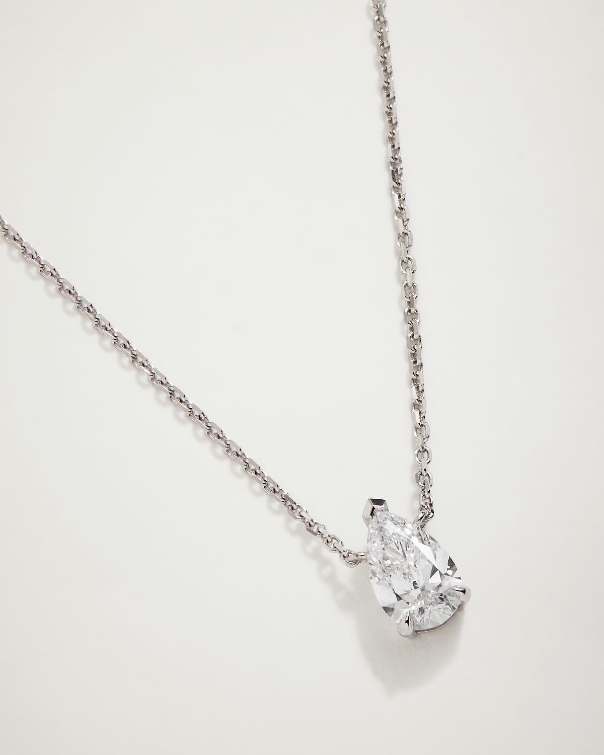 My Love Pear Solitaire Diamond Necklace, WG