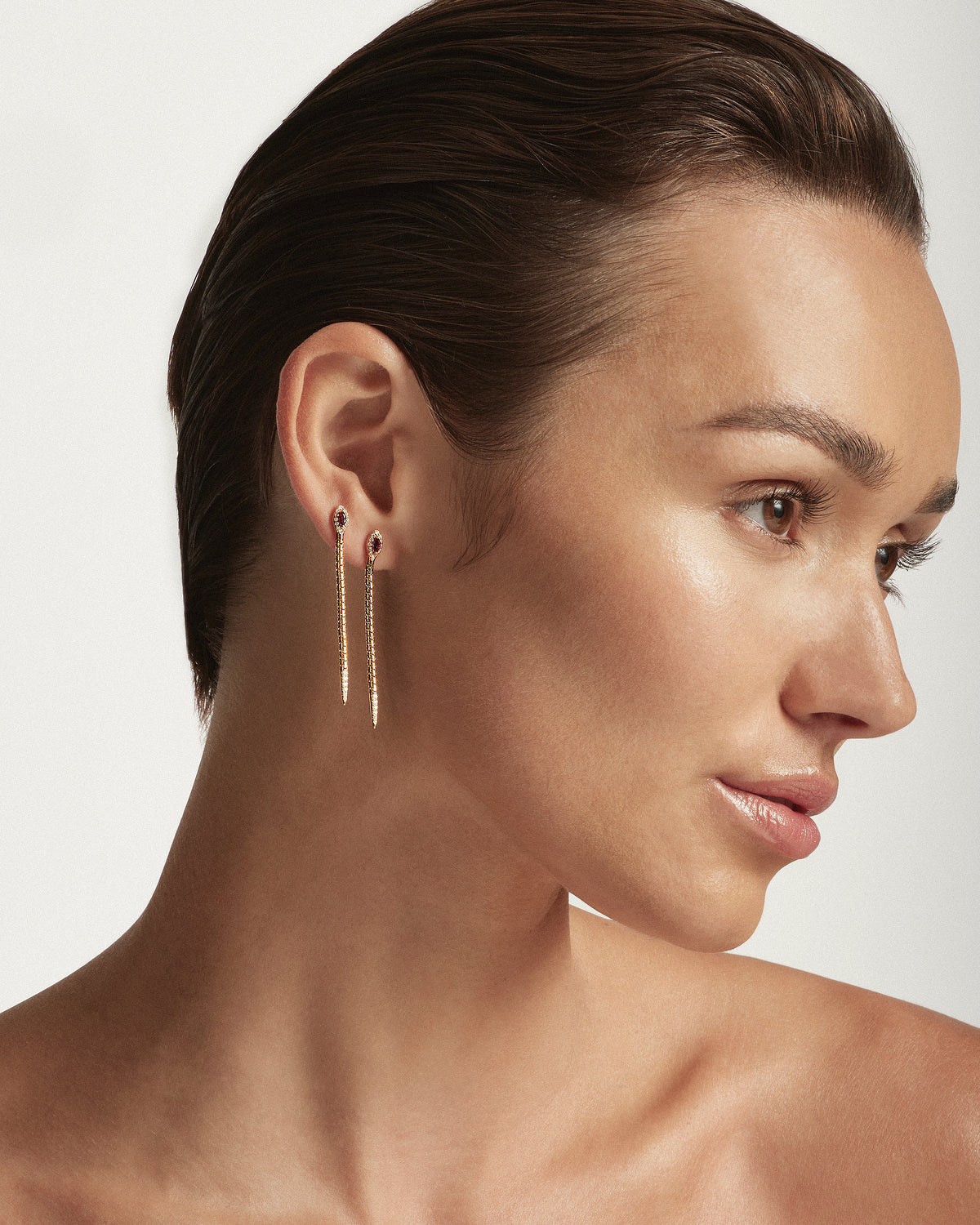 Snake Ruby & Diamond Drop Earrings