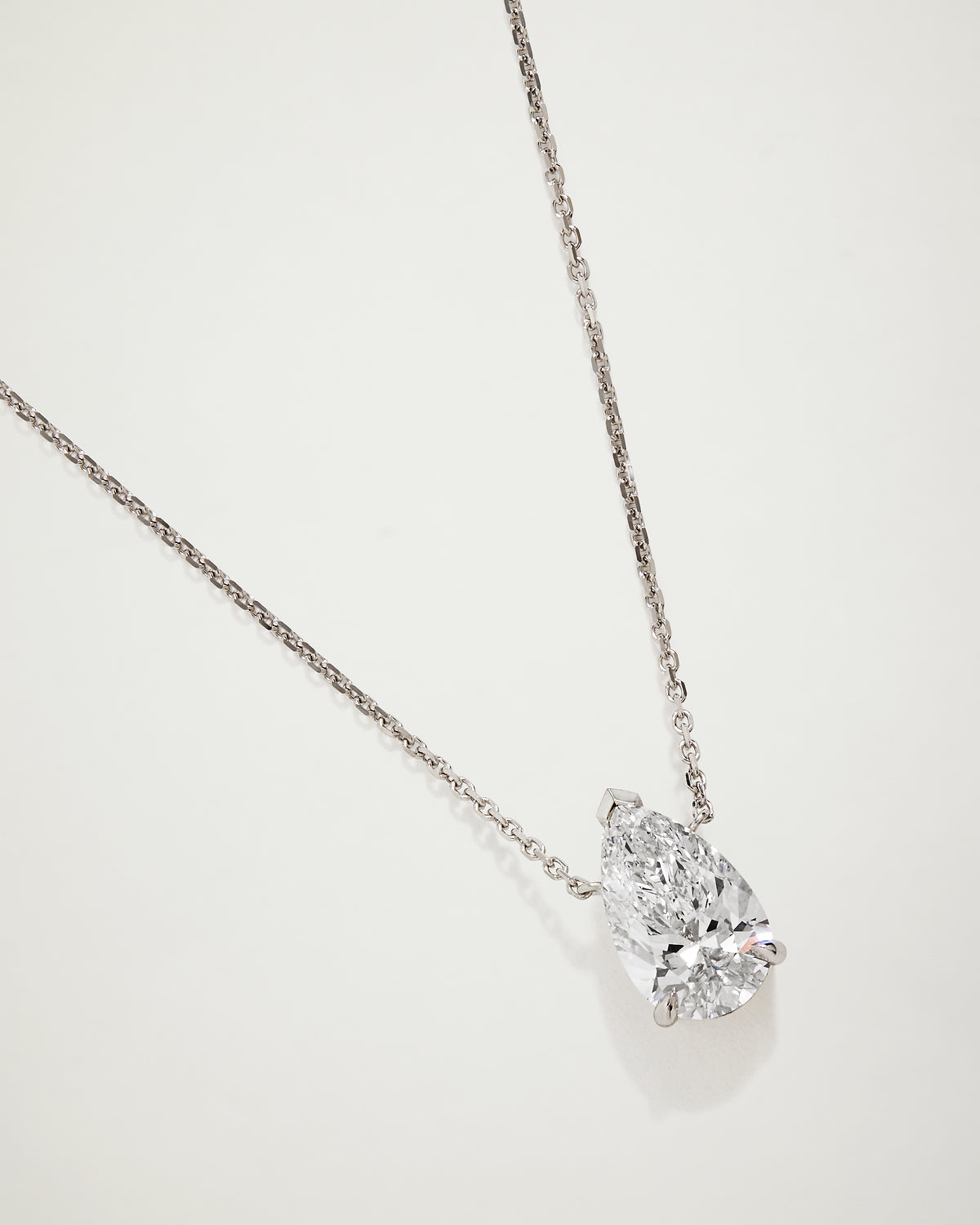 My Love Pear Solitaire Diamond Necklace, WG
