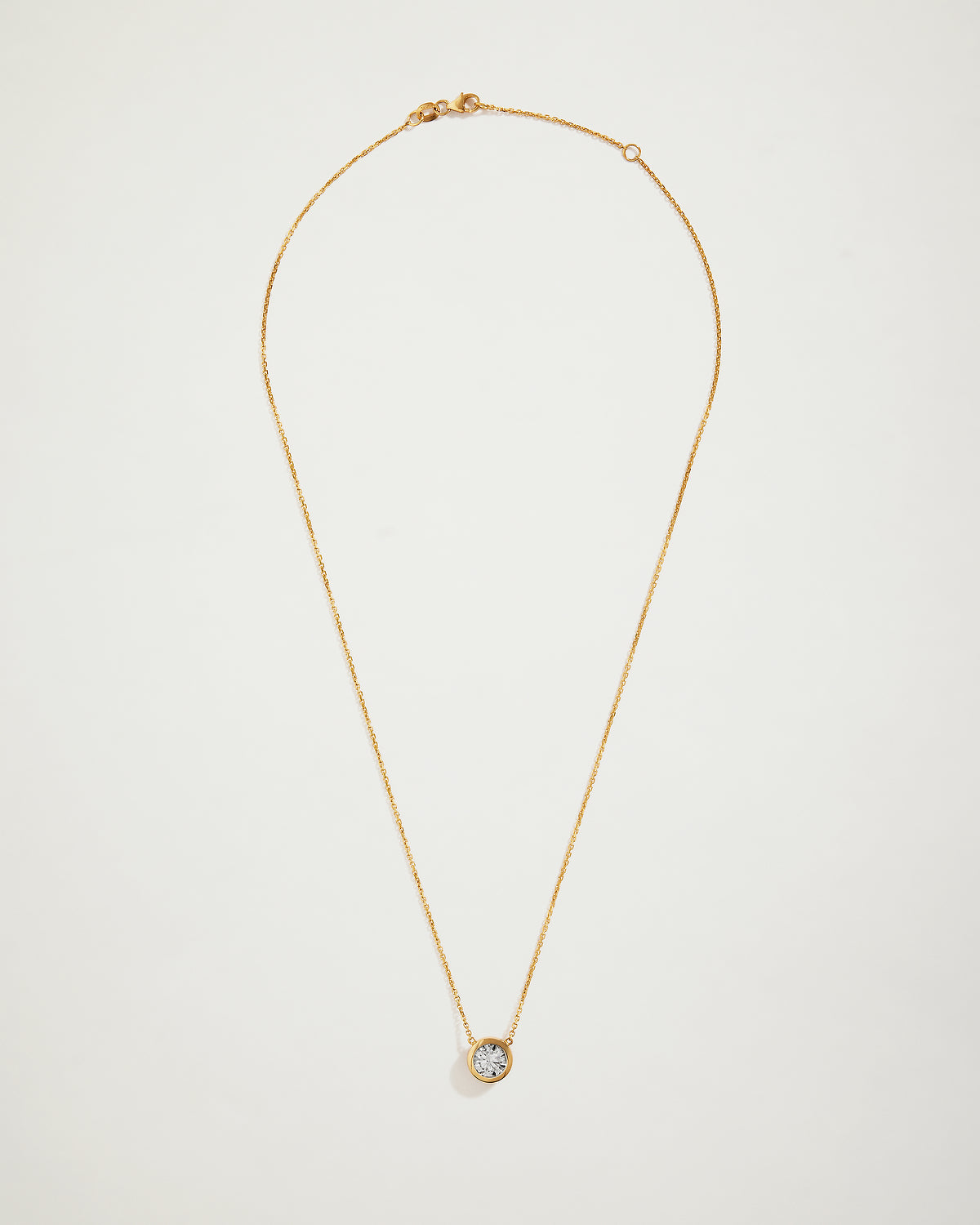 My Love, Round Bezel Set Solitaire Necklace, 1.5ct, YG