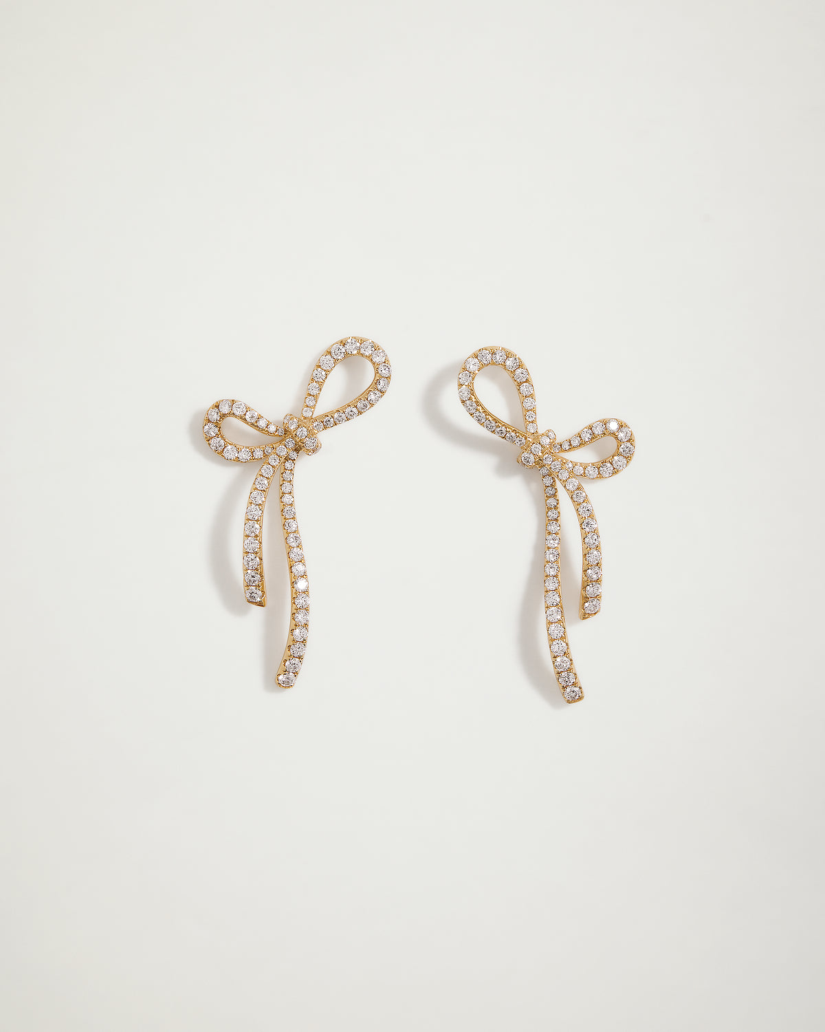 Heidi’s Natural Diamond Bow Ribbon Earrings, 2.11ct, YG