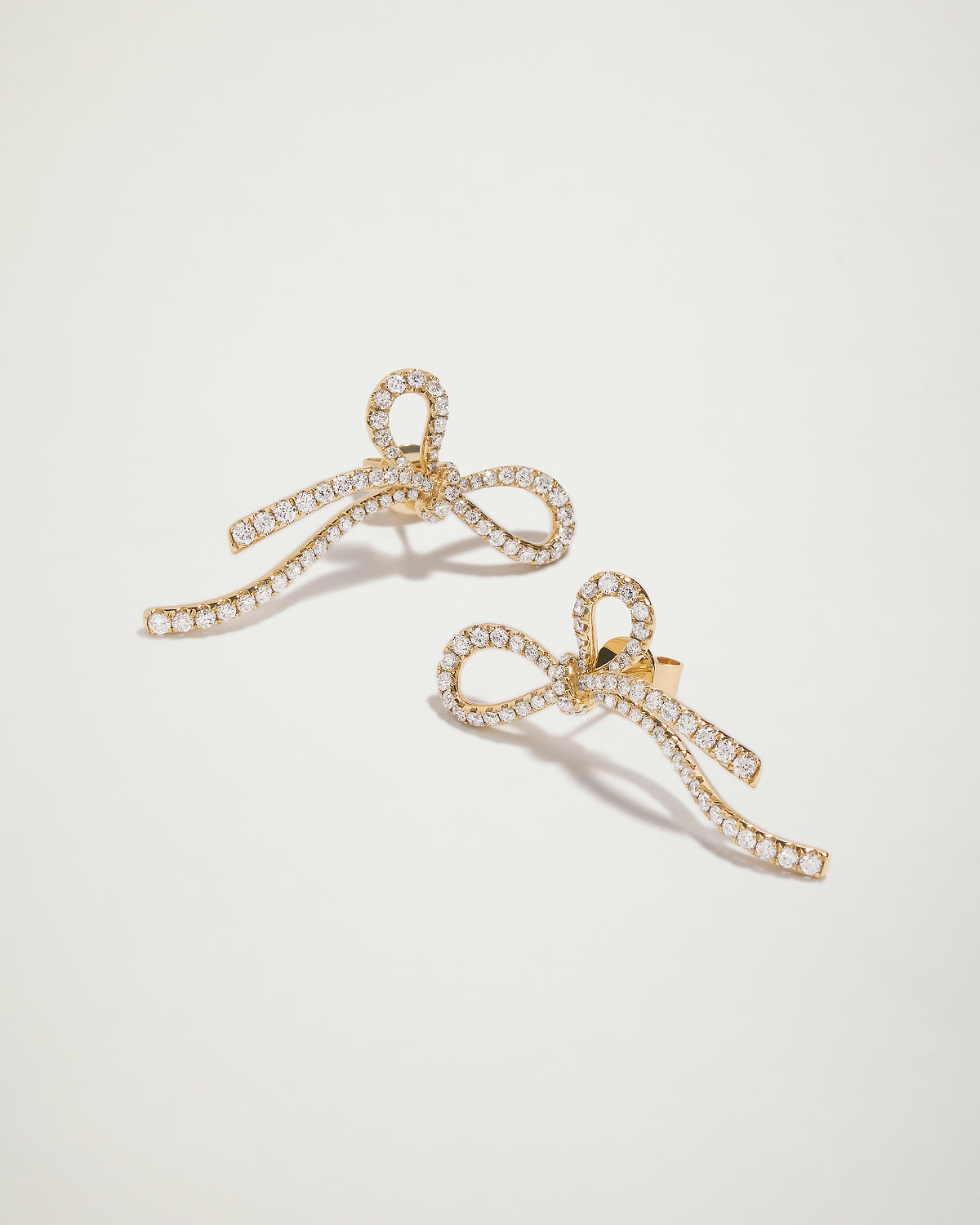 Heidi’s Natural Diamond Bow Ribbon Earrings, 2.11ct, YG