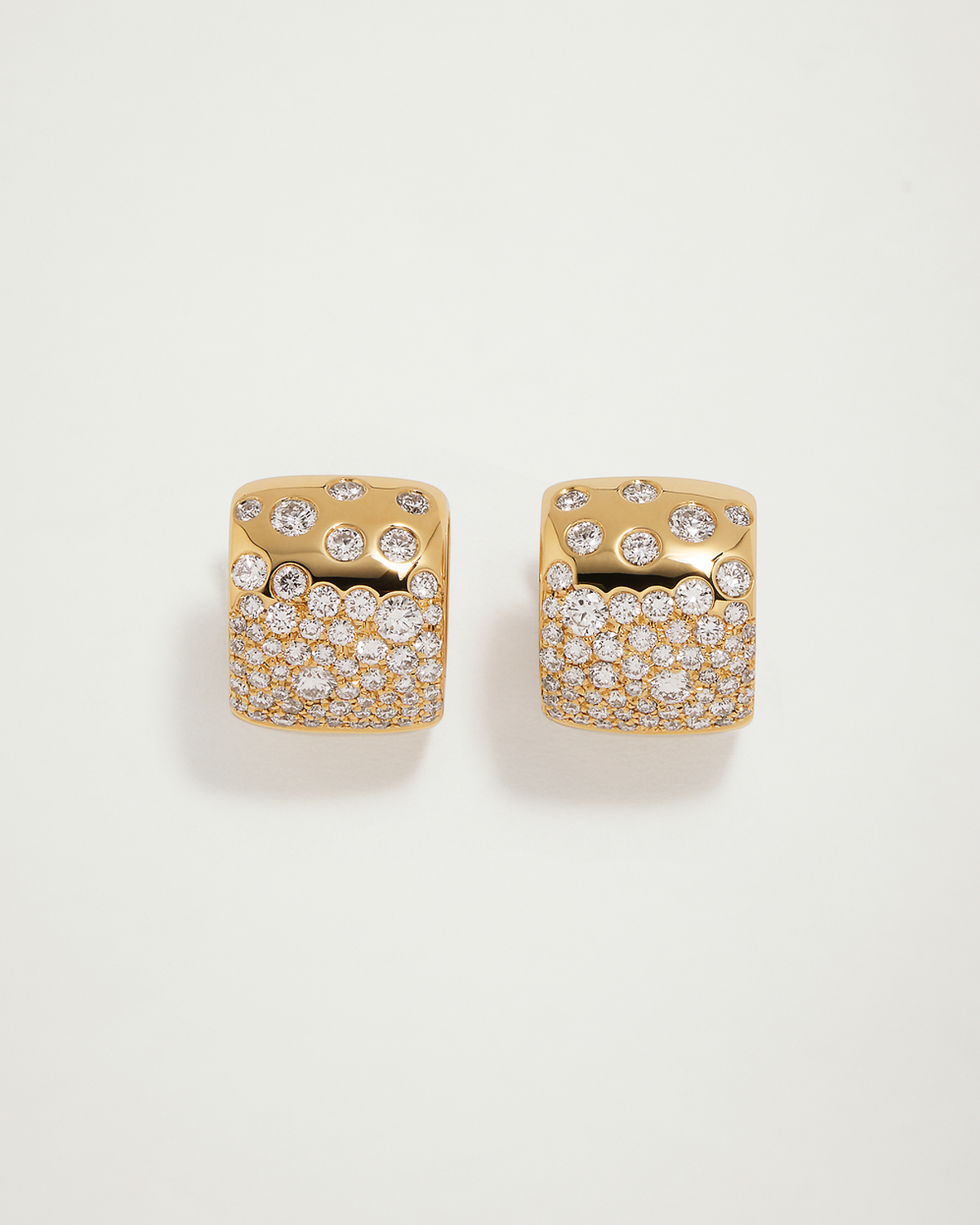 Snowflake Huggie Diamond Earrings, YG