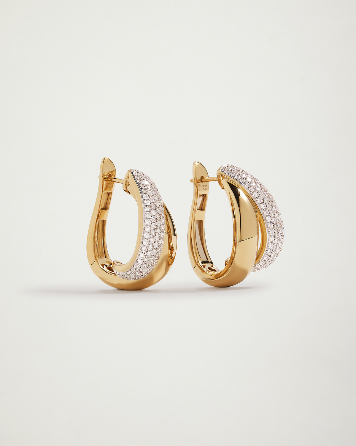 90’s Twist Snowflake Diamond Earrings, YG