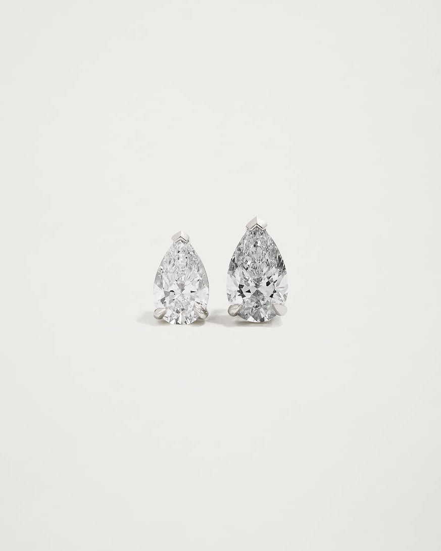 My Love, Pear Diamond Studs, WG