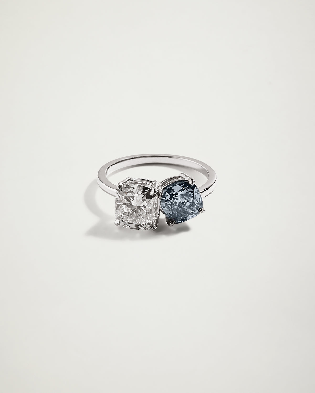 Toi Et Moi, Cushion Diamond Engagement Ring, WG