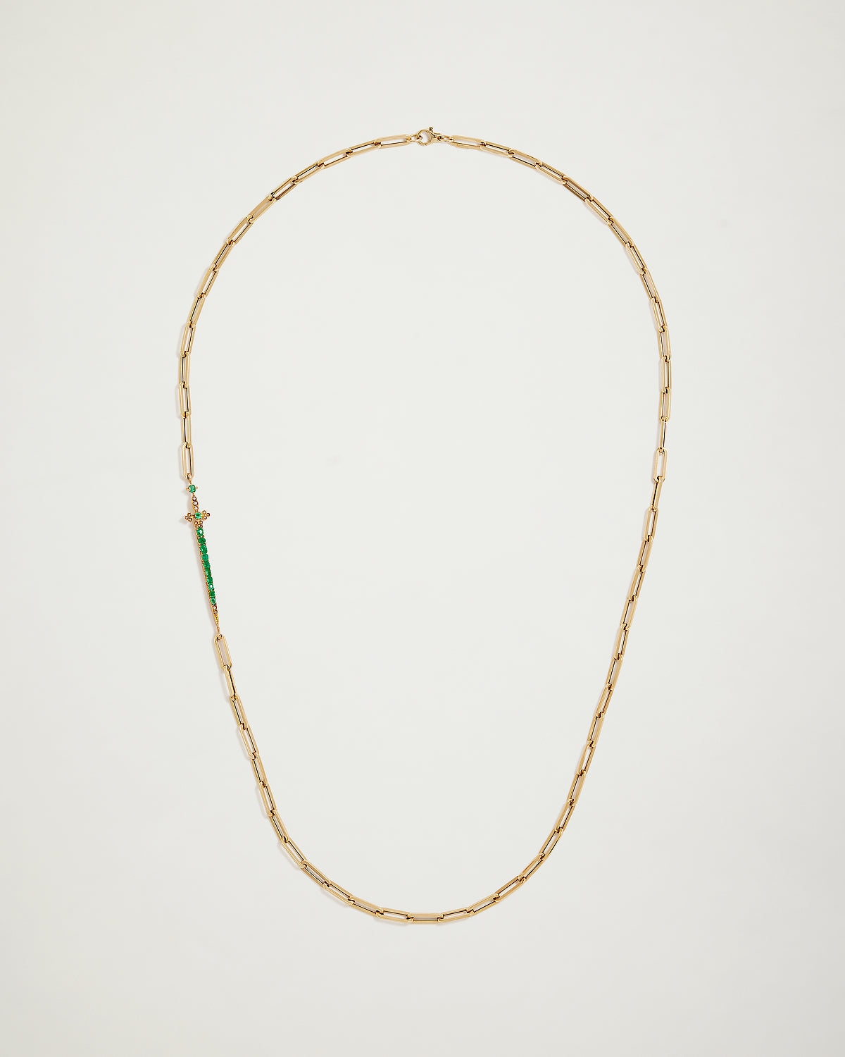 Vintage Emerald Sword PaperClip Chain