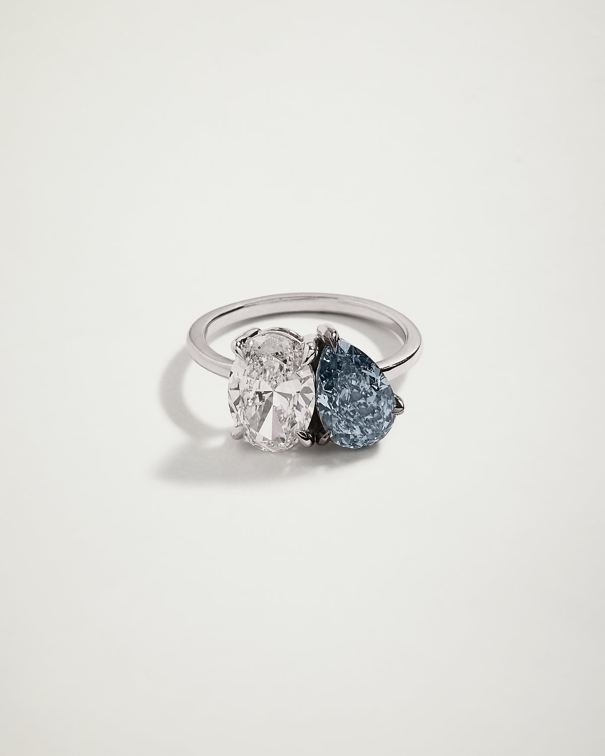 Toi et Moi, Oval & Pear Diamond Engagement Ring, WG
