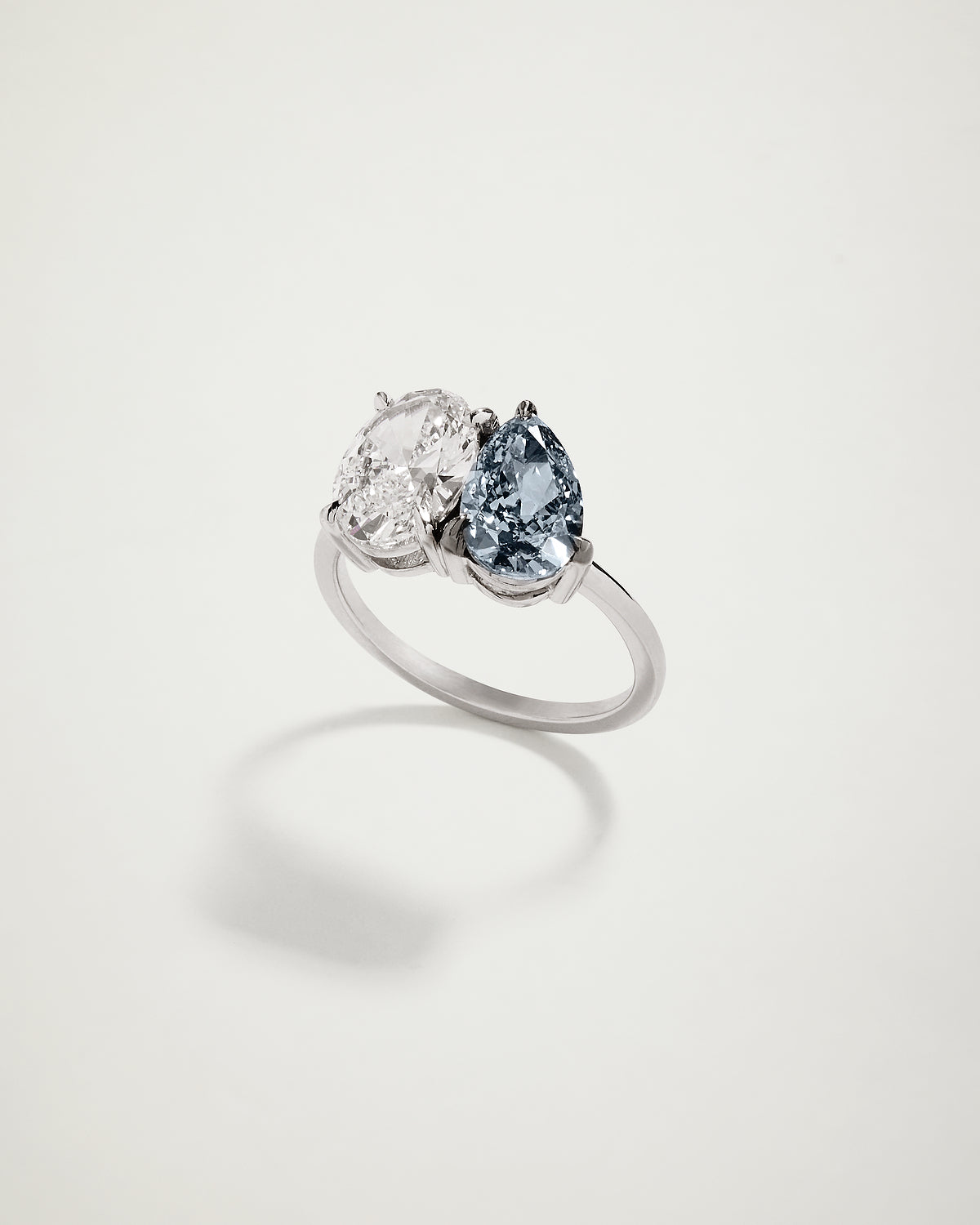Toi et Moi, Oval & Pear Diamond Engagement Ring, WG
