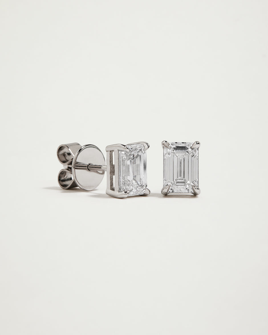 My Love, Emerald Diamond Studs, WG