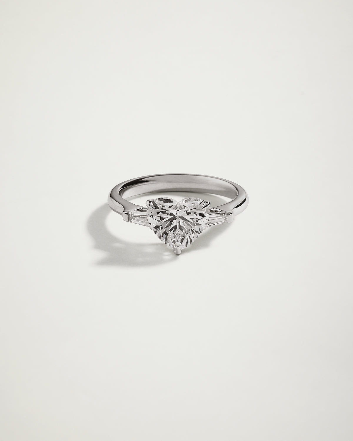 Heart Diamond Engagement Ring with Baguettes