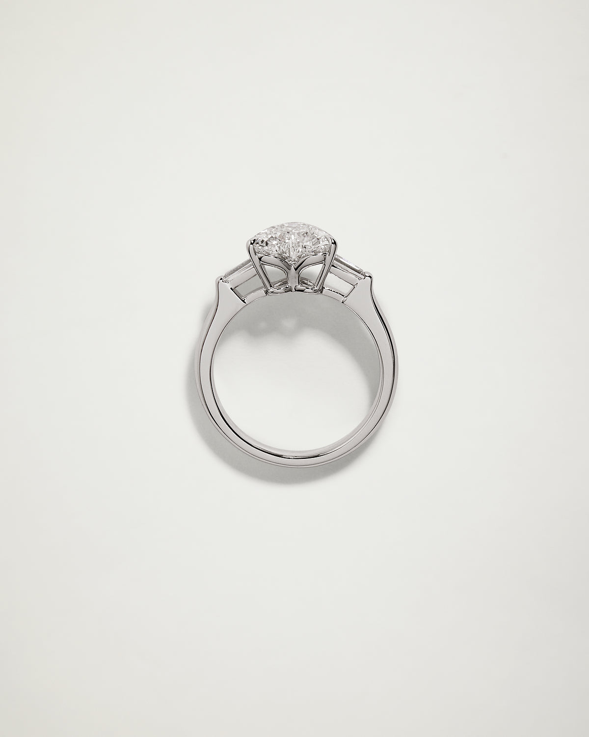 Heart Diamond Engagement Ring with Baguettes, YG