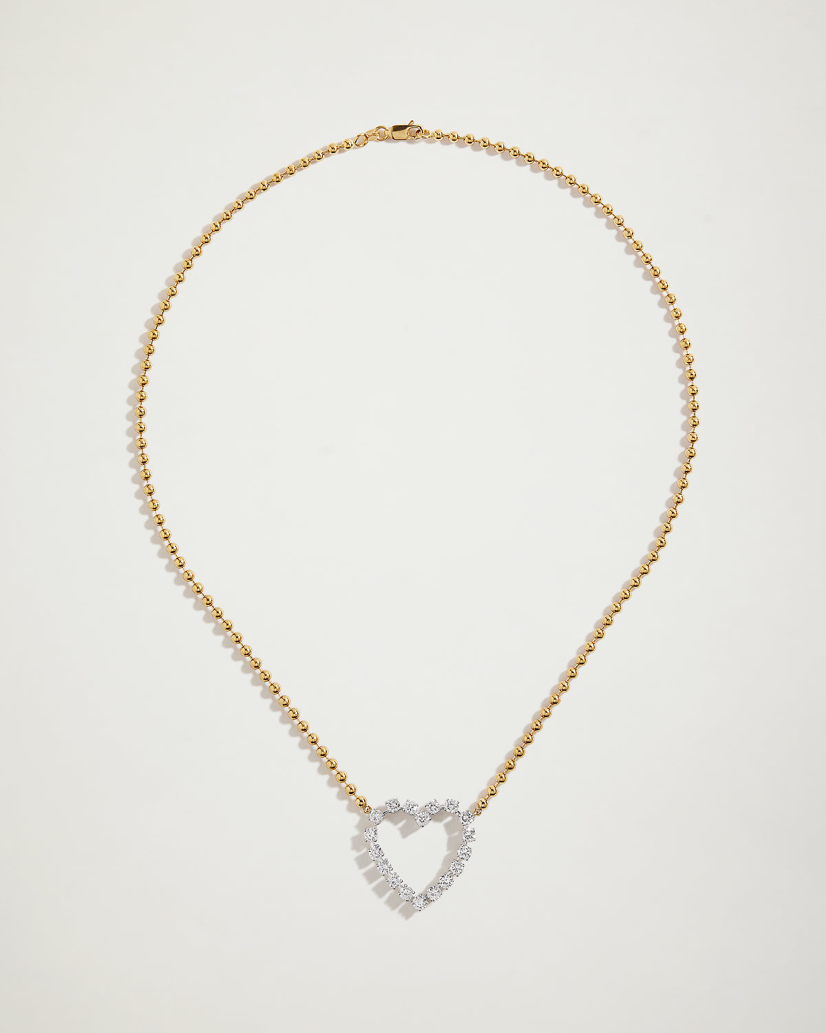 "My love" Diamond Heart, Italian Ball Necklace