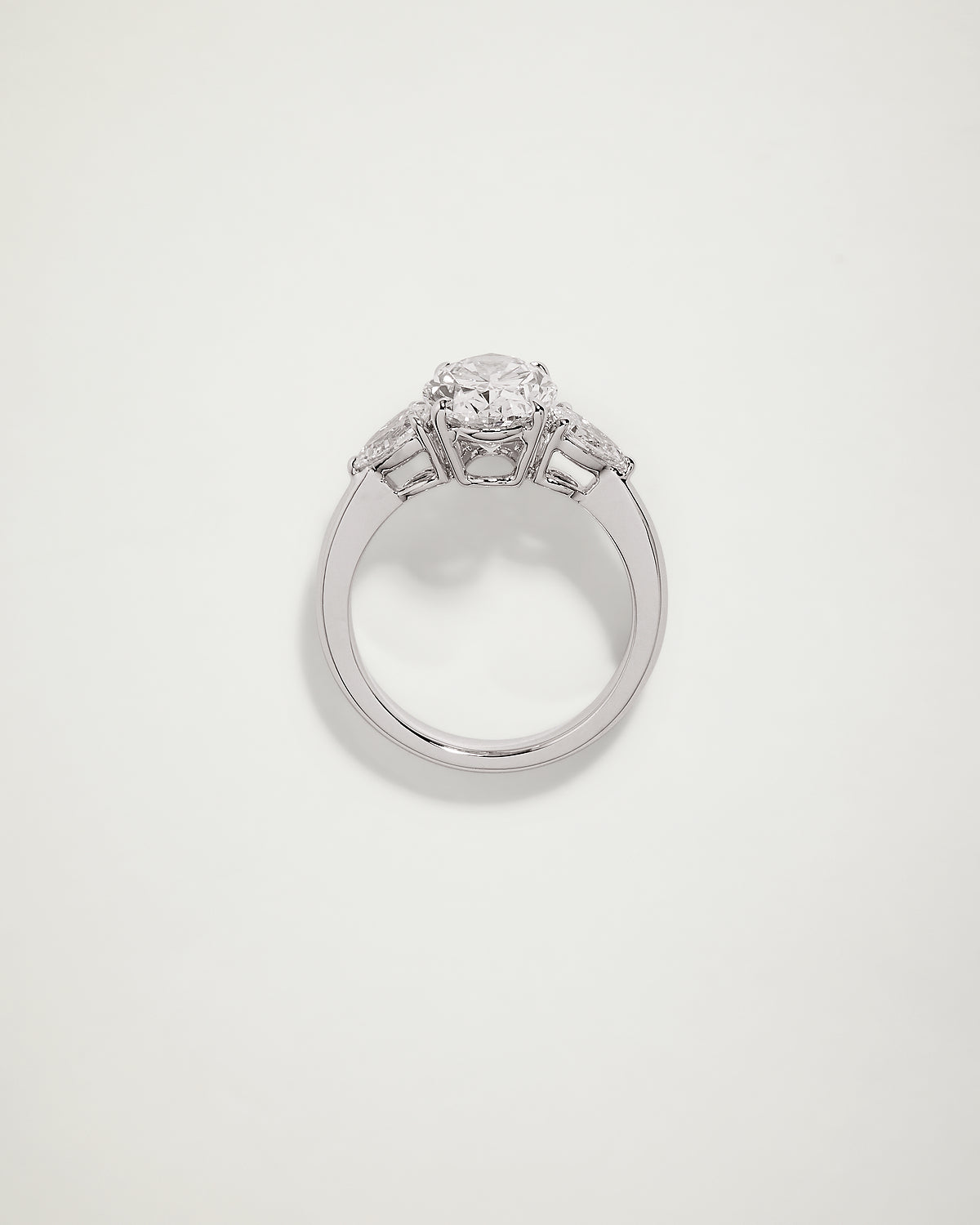 Trilogy Oval Diamond Engagement Ring with Pears, WG
