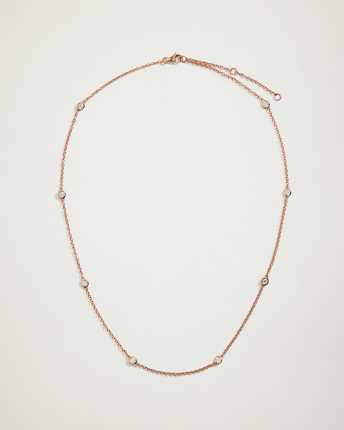 Round Bezel Set Diamond Necklace, 18K RG